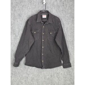 Wrangler Western Pearl Snap Shirt Mens XL Black Long Sleeve Button Up Cowboy